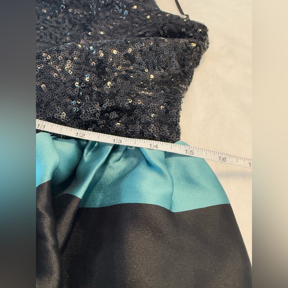 Leifsdottir Black and Teal Striped Midi Dress - Picture 12 of 15